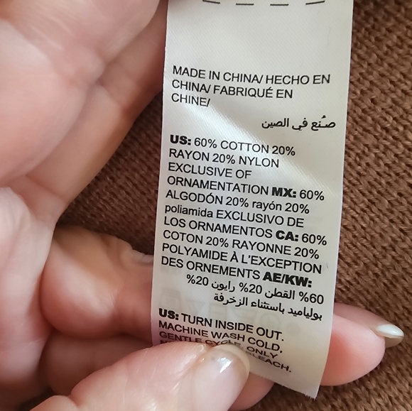 Chicos Long Cardigan Floral Embroidered Knit Sweater Jacket Tan .New No Tag - Picture 7 of 7